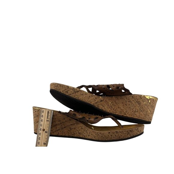 Clarks Brown Leather Wedge Sandals Size 8 - Picture 4 of 4